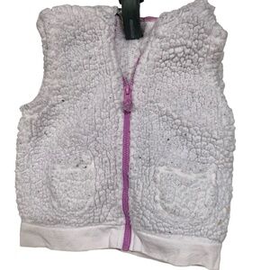 Newborn Girl's White Sherpa Polar Bear Vest